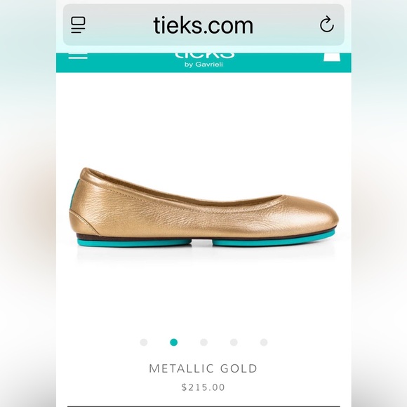 Tieks Metallic Gold Ballet Flats - Picture 1 of 6